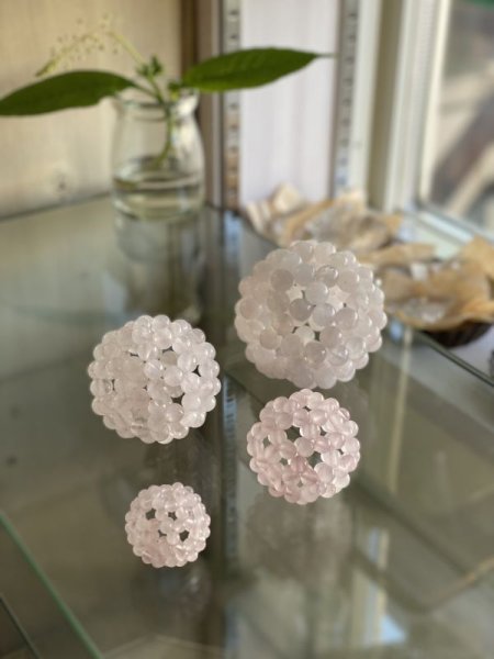 画像1: 神聖幾何学 フラーレン 3mm.4mm.6mm.8mm.10mm / ローズクオーツ  (1)