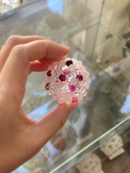 画像1: 神聖幾何学フラーレン 6mm /  ピンク×オーラ×水晶mix /ピンク系mix (1)